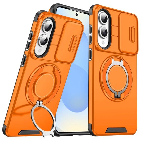 Custodia per telefono con supporto ad anello scorrevole Camshield per Samsung Galaxy S25 Edge 5G (arancione)
