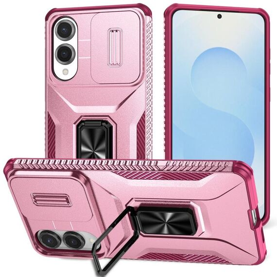 Custodia per telefono con supporto scorrevole Camshield per Samsung Galaxy S25 Edge 5G (rosa + rosso rosa)