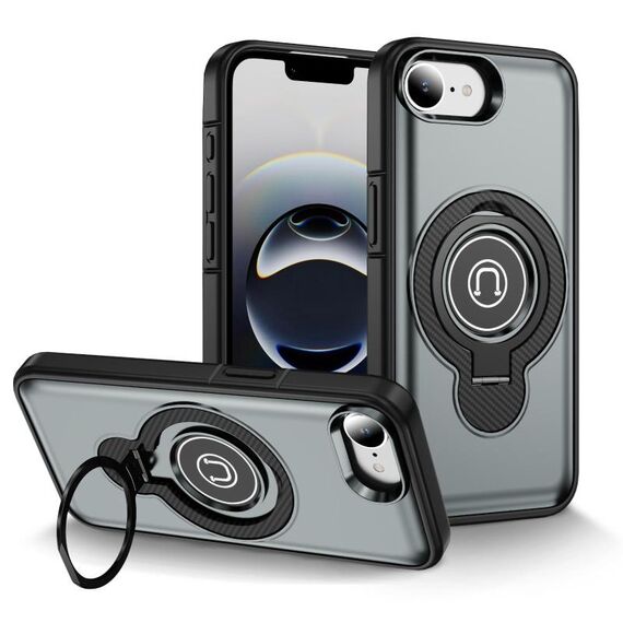 Custodia magnetica con supporto ad anello per iPhone 16e (grigio)