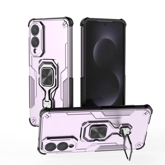 Custodia per telefono ibrida in TPU con supporto in metallo per Samsung Galaxy S25 Edge 5G (viola)