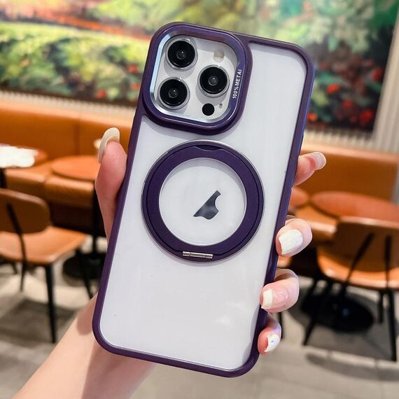 Custodia trasparente con supporto ad anello MagSafe per iPhone 16 Pro Max (viola)