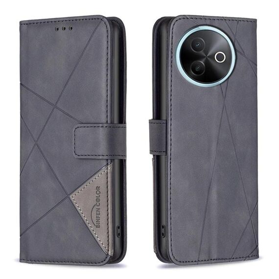 Custodia in pelle con texture a rombi e fibbia magnetica per vivo Y39 5G (nera)