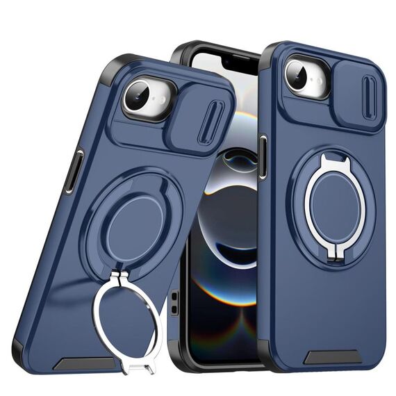 Custodia per telefono con supporto ad anello scorrevole Camshield per iPhone 16e (blu)