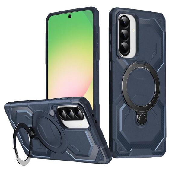Custodia per telefono con supporto MagSafe satinato per Samsung Galaxy A36 5G (blu)