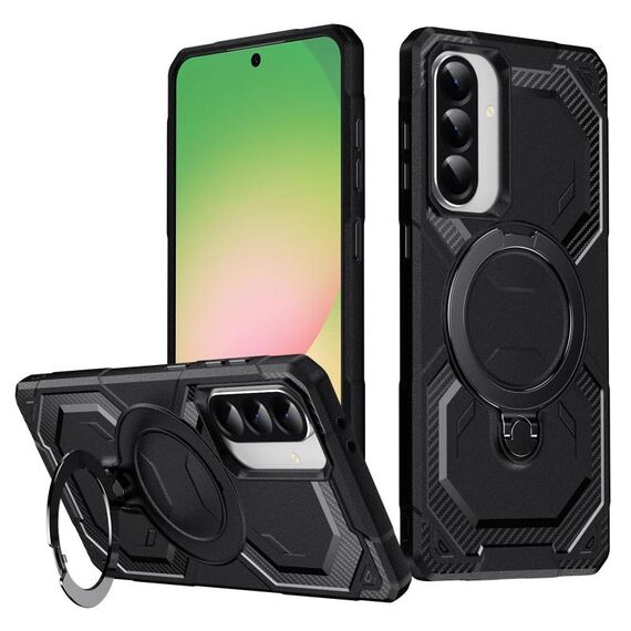 Custodia per telefono con supporto MagSafe satinato per Samsung Galaxy A56 5G (nero)