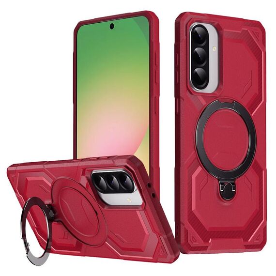 Custodia per telefono con supporto MagSafe satinato per Samsung Galaxy A56 5G (rosso)