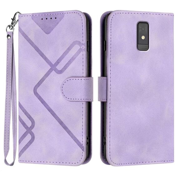 Custodia in pelle con motivo a linee per ZTE Blade A32 (viola chiaro)