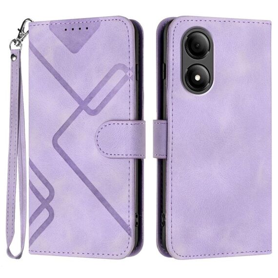Custodia in pelle con motivo a linee per ZTE Blade A33s (viola chiaro)
