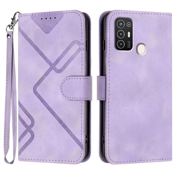 Custodia in pelle con motivo a linee per ZTE Blade A52 (viola chiaro)