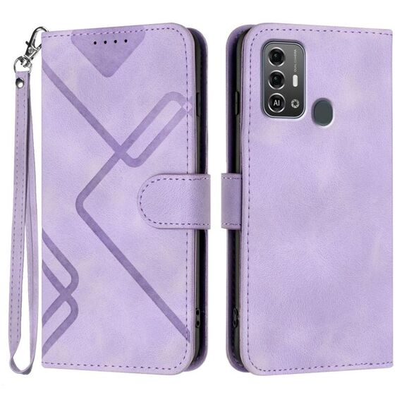 Custodia in pelle con motivo a linea per ZTE Blade A53 Pro (viola chiaro)