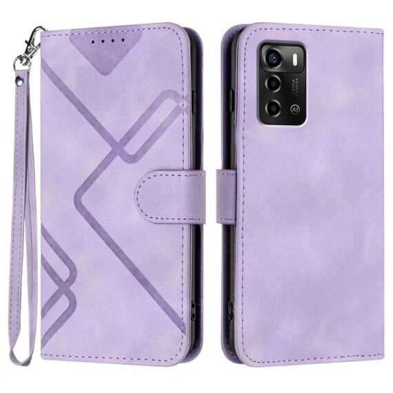 Custodia in pelle con motivo a linee per ZTE Blade A72 (viola chiaro)
