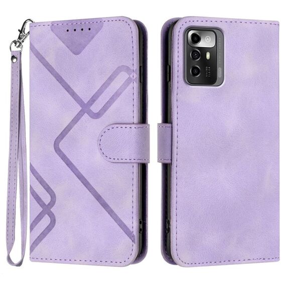Custodia in pelle con motivo a linee per ZTE Blade A72 5G (viola chiaro)