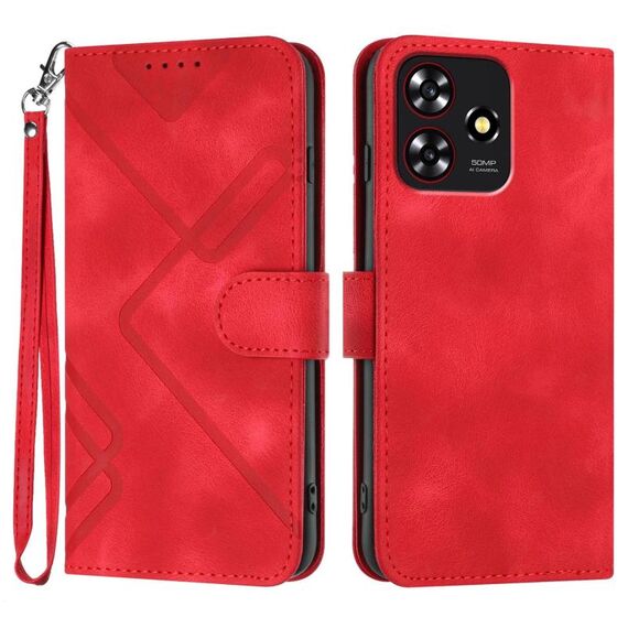 Custodia in pelle con motivo a linee per ZTE Blade A73 4G / Blade V50 Design 4G (rossa)