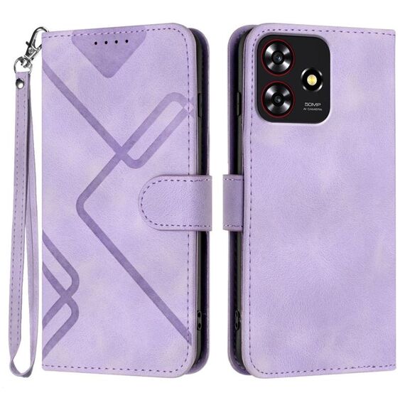 Custodia in pelle con motivo a linee per ZTE Blade A73 4G / Blade V50 4G (viola chiaro)