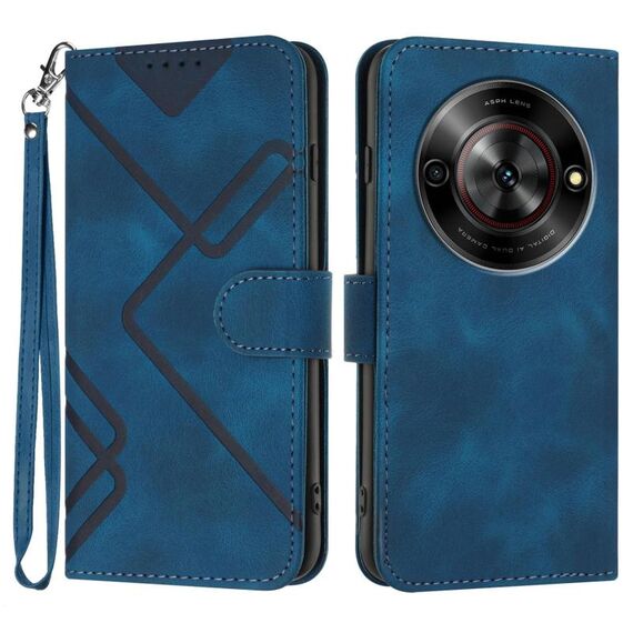 Custodia in pelle effetto pelle per ZTE Blade A75 5G / Nubia Focus Line Pattern (blu reale)