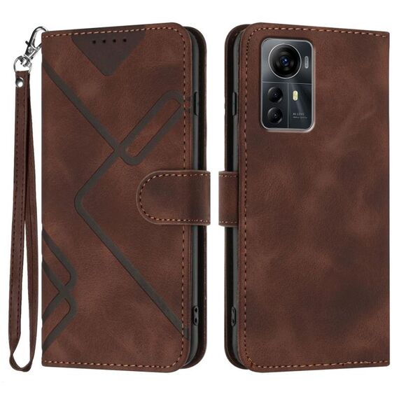 Custodia in pelle con motivo Smart Line per ZTE Blade V41 (caffè)