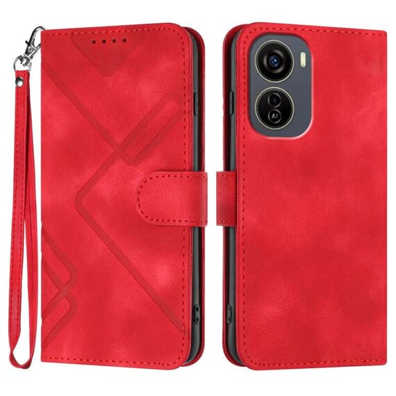 Custodia in pelle con motivo a linee per ZTE Blade V50 Design 5G / Nubia Neo 5G (rossa)