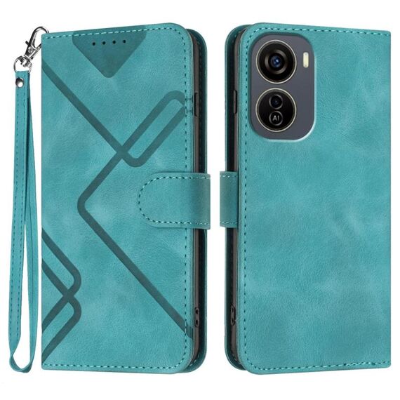 Custodia in pelle con motivo a linee per ZTE Blade V50 Design 5G / Nubia Neo 5G (blu chiaro)