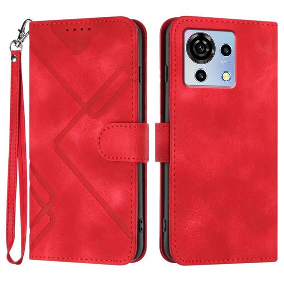 Custodia in pelle con motivo a linee per ZTE Blade V50 Vita (rossa)