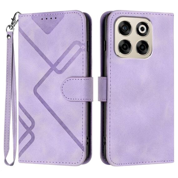 Custodia in pelle con motivo a linee per ZTE Blade V70 (viola chiaro)