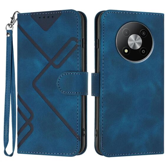 Custodia in pelle effetto pelle per ZTE Fresh 50 Line Pattern (blu reale)