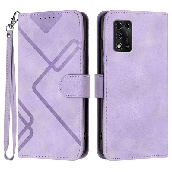 Custodia in pelle con motivo a linee per ZTE Libero 5G II (viola chiaro)