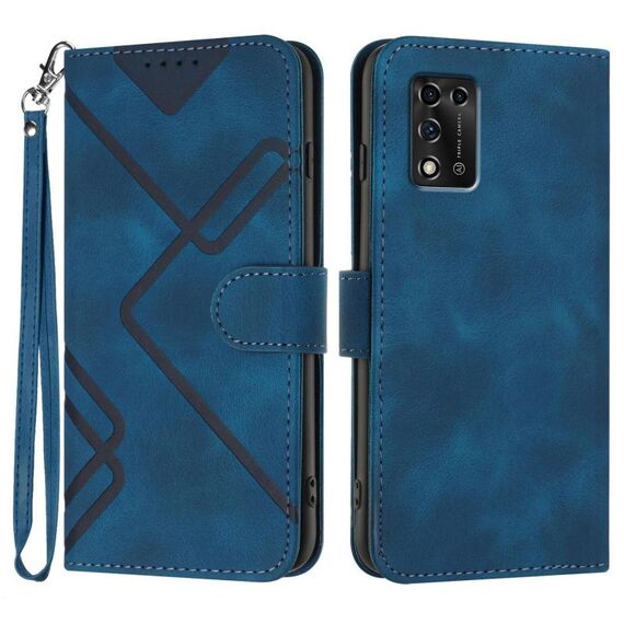 Custodia in pelle con motivo a linee per ZTE Libero 5G II (blu reale)