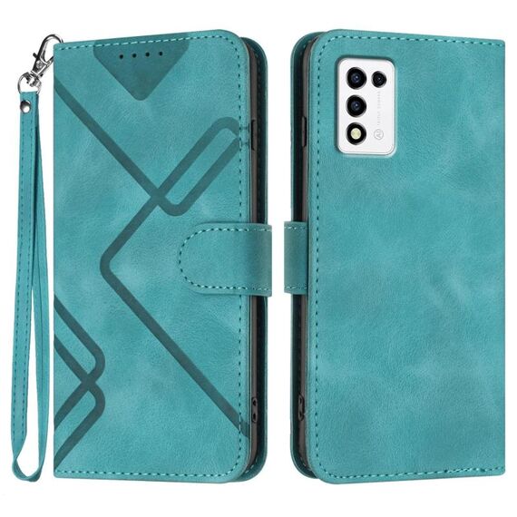 Custodia in pelle con motivo a linee per ZTE Libero 5G III (blu chiaro)
