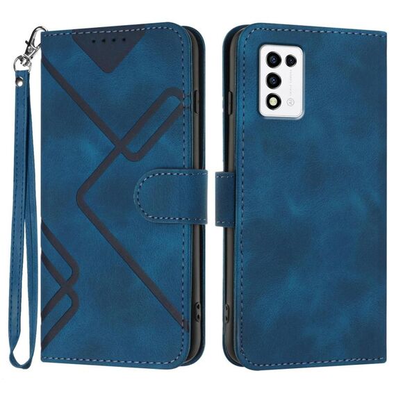 Custodia in pelle con motivo a linee per ZTE Libero 5G III (blu reale)