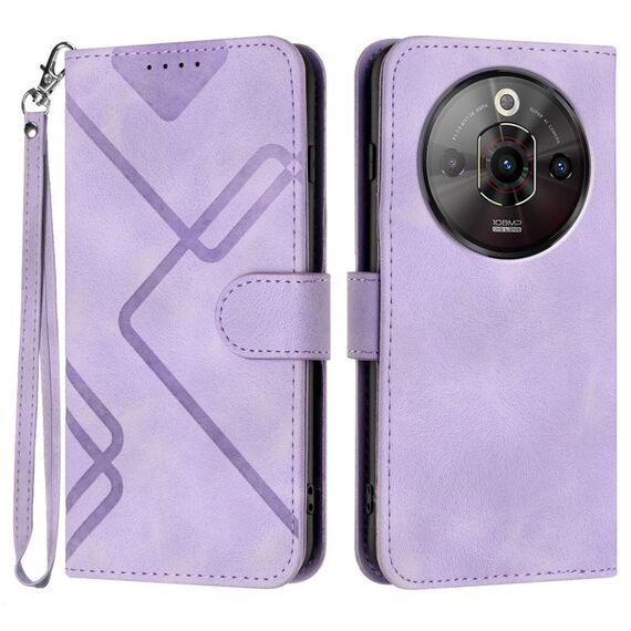 Custodia in pelle effetto pelle per ZTE Nubia Focus Pro Line Pattern (viola chiaro)