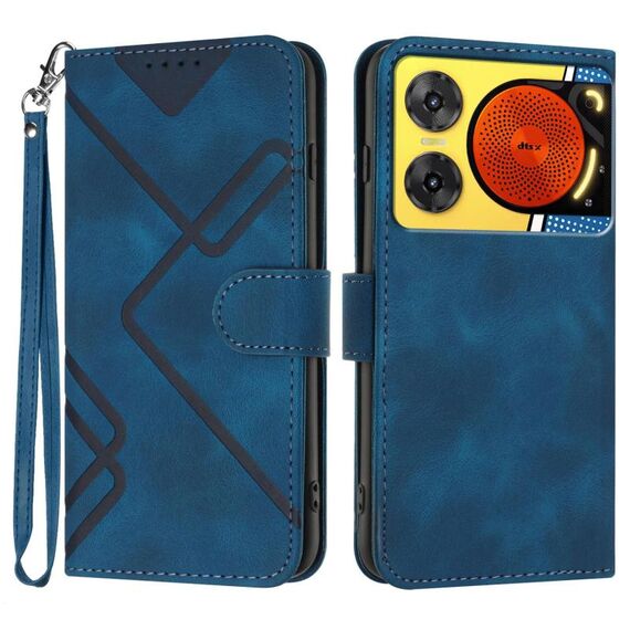Custodia in pelle con motivo a linee per ZTE Nubia Music 2 (blu reale)