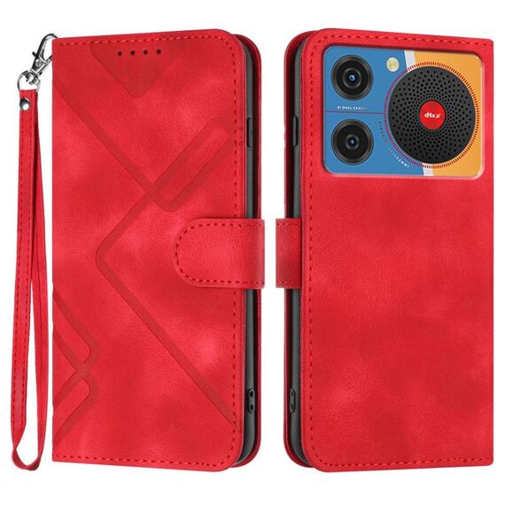 Custodia in pelle effetto pelle per ZTE nubia Music Line Pattern (rossa)