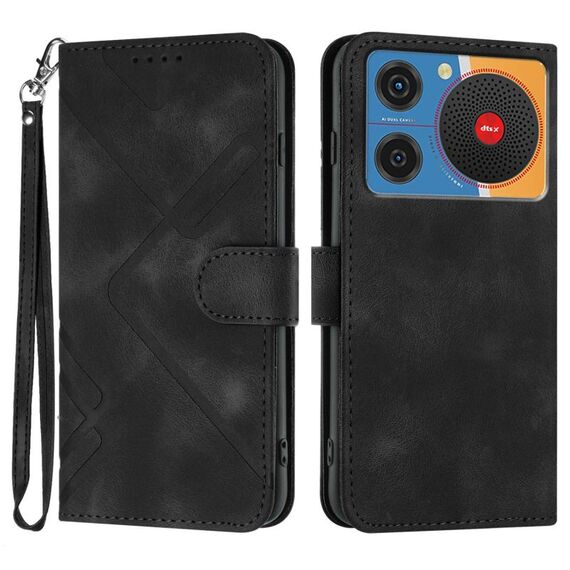Custodia in pelle effetto pelle per ZTE nubia Music Line Pattern (nera)