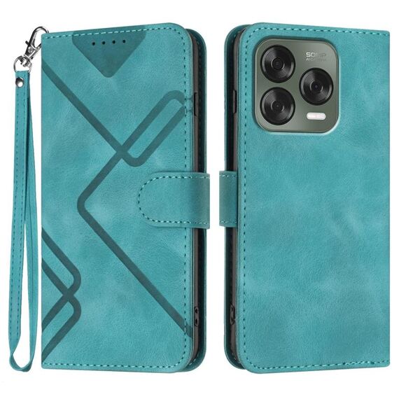 Custodia in pelle effetto pelle per ZTE Blade V70 con motivo a linee di design (blu chiaro)