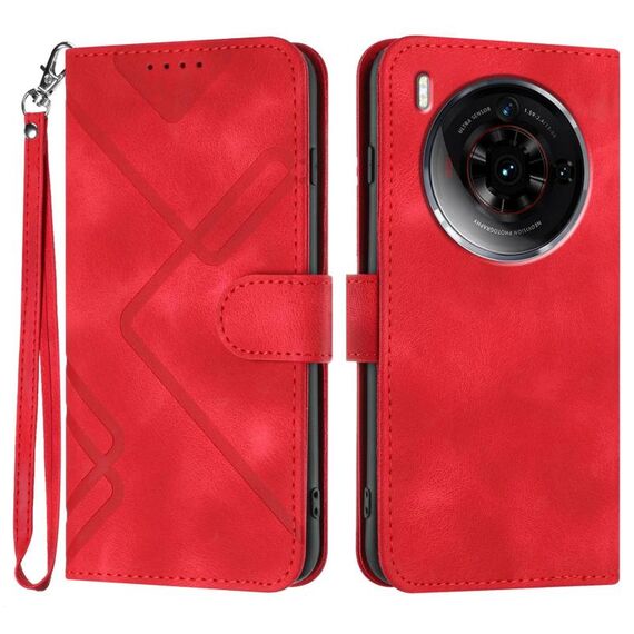 Custodia in pelle effetto pelle per ZTE nubia Z50S Pro Line Pattern (rossa)