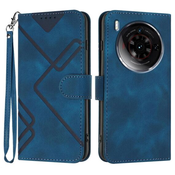 Custodia in pelle effetto pelle per ZTE nubia Z50S Pro Line Pattern (blu reale)