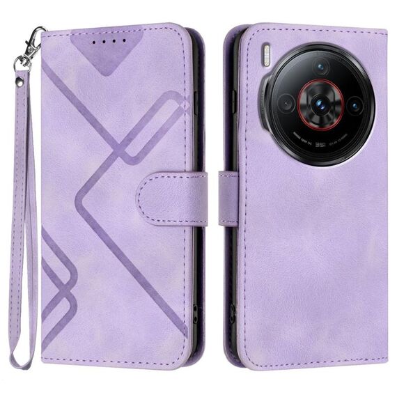 Custodia in pelle effetto pelle per ZTE nubia Z60S Pro Line Pattern (viola chiaro)