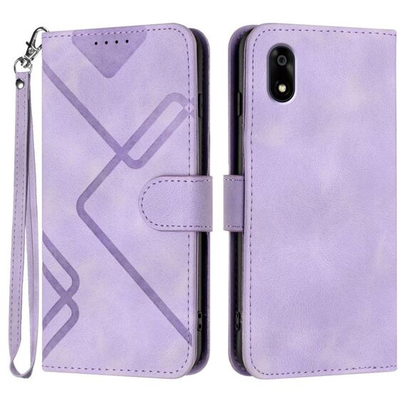 Custodia in pelle con motivo a linee per ZTE Kantan Sumaho 4 A402ZT (viola chiaro)