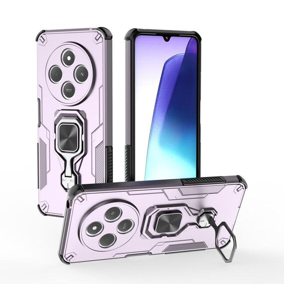 Custodia per telefono ibrida in TPU con supporto in metallo per Redmi 14C 4G (viola)