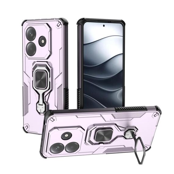 Custodia per telefono ibrida in TPU con supporto in metallo per Redmi Note 14 5G (viola)