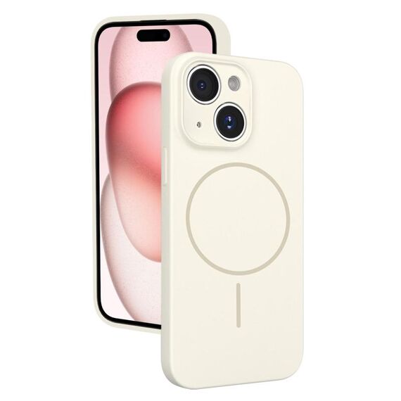 Custodia sottile in silicone liquido con foro sottile per iPhone 15 (bianca)