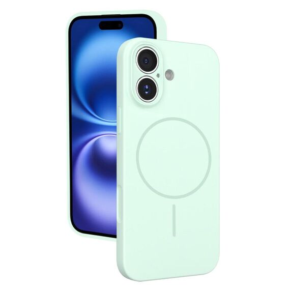Custodia sottile in silicone liquido con foro sottile per iPhone 16 (verde menta)
