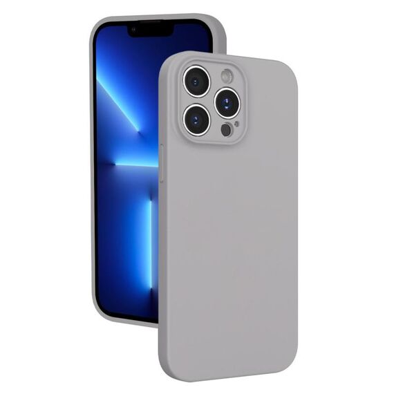 Custodia per telefono in silicone liquido con foro sottile per iPhone 13 Pro (grigio titanio)