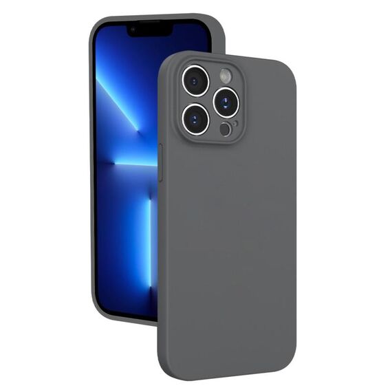 Custodia in silicone liquido con foro sottile per iPhone 13 Pro (grigio scuro)