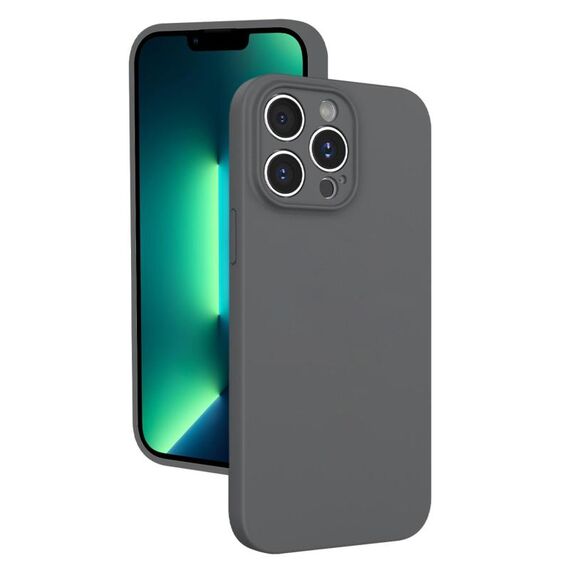 Custodia in silicone liquido con foro sottile per iPhone 13 Pro Max (grigio scuro)