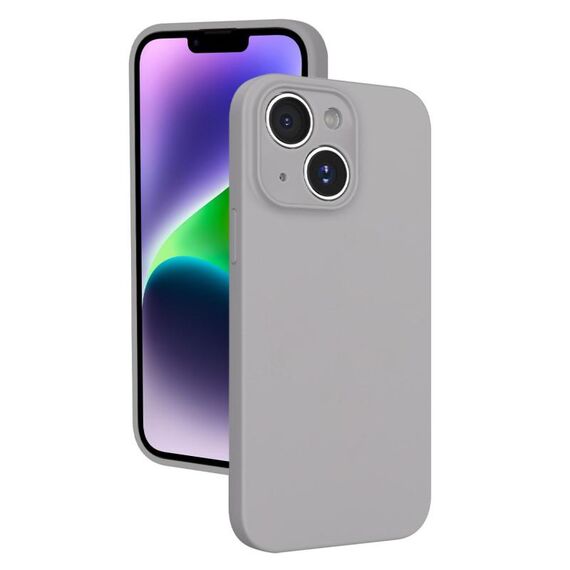 Custodia per telefono in silicone liquido con foro sottile per iPhone 14 (grigio titanio)