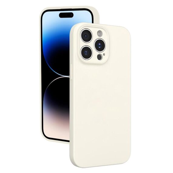 Custodia per telefono in silicone liquido con foro sottile per iPhone 14 Pro (bianca)