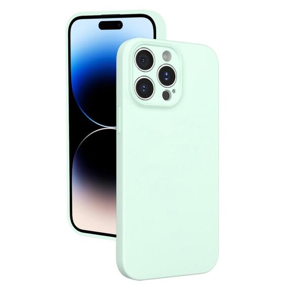 Custodia per telefono in silicone liquido con foro sottile per iPhone 14 Pro Max (verde menta)