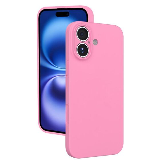 Custodia in silicone liquido con foro sottile per iPhone 16 (rosa)