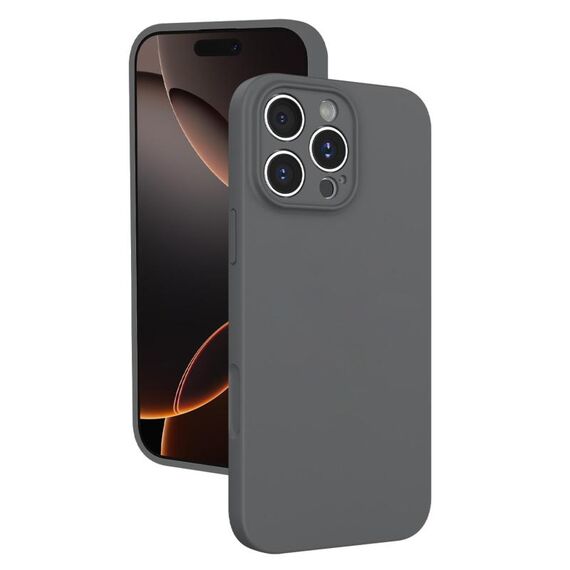 Custodia in silicone liquido con foro sottile per iPhone 16 Pro Max (grigio scuro)